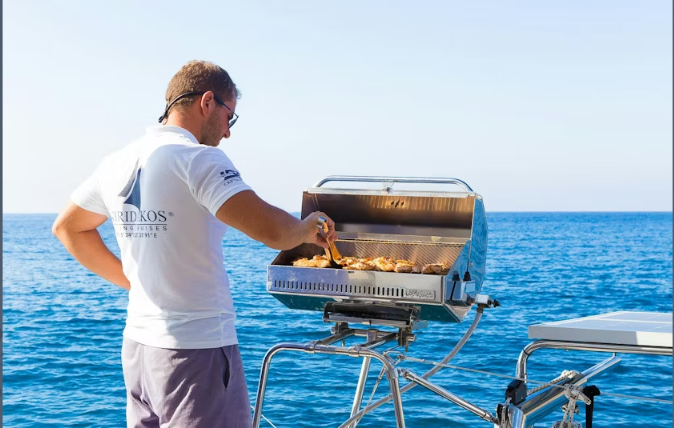 Santorini Luxury Catamaran Cruise with Pickup, BBQ and Cocktails